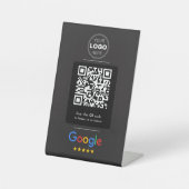 Custom Black Business Review QR Code Logo 台座サイン (正面)