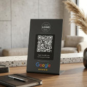 Custom Black Business Review QR Code Logo 台座サイン