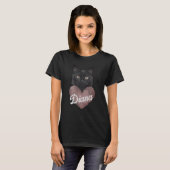 Custom Black Cat Heart T-Shirt – Personalized Name Tシャツ (正面フル)