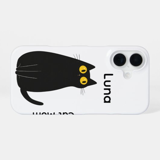 Custom Black Cat iPhone Case – Add Name 16ケース (裏面横)