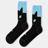 Custom Black Cat Photo Socks with Name - Cat Lover ソックス (左)