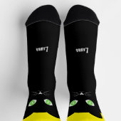 Custom Black Cat Photo Socks with Name - Cat Lover ソックス (上部)