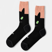 Custom Black Cat Photo Socks with Name - Cat Lover ソックス (左)