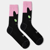 Custom Black Cat Photo Socks with Name - Cat Lover ソックス (右)