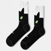 Custom Black Cat Photo Socks with Name - Cat Lover ソックス (左)