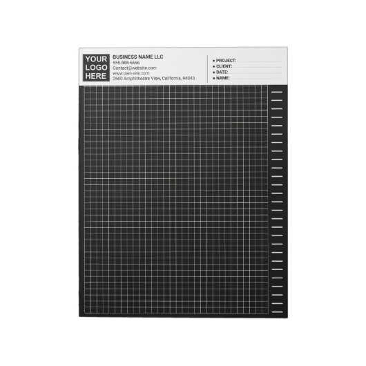 Custom Black Engineering Graph Paper Pad with Logo ノートパッド (回転)