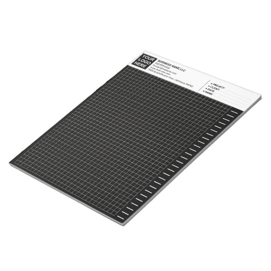 Custom Black Engineering Graph Paper Pad with Logo ノートパッド (アングル)