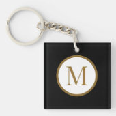 Custom Black & Gold Center Seal Monogram キーホルダー (正面)