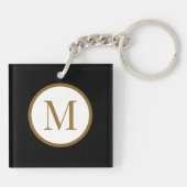 Custom Black & Gold Center Seal Monogram キーホルダー (裏面)
