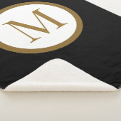 Custom Black & Gold Center Seal Monogram シェルパブランケット (3/4)