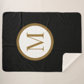Custom Black & Gold Center Seal Monogram シェルパブランケット (正面(横))
