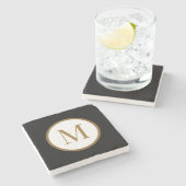 Custom Black & Gold Center Seal Monogram ストーンコースター (横)