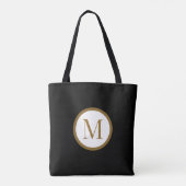 Custom Black & Gold Center Seal Monogram トートバッグ (裏面)