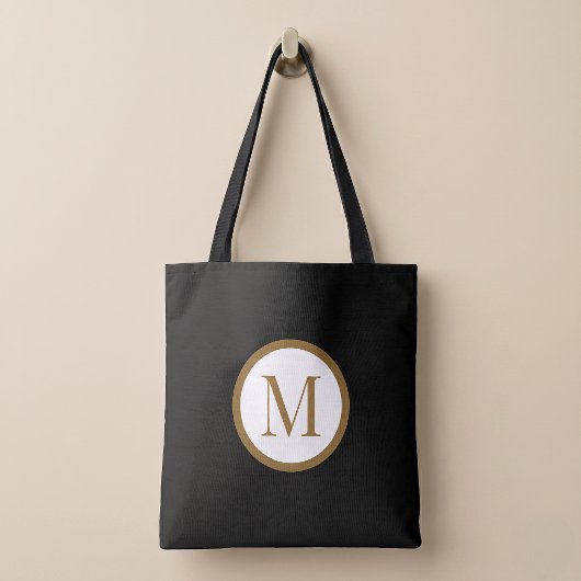 Custom Black & Gold Center Seal Monogram トートバッグ
