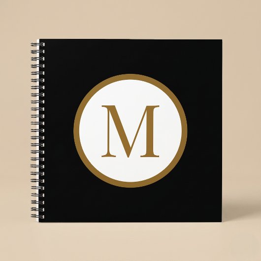 Custom Black & Gold Center Seal Monogram ノートブック