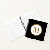 Custom Black & Gold Center Seal Monogram ノートブック (内部)