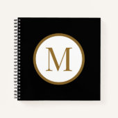 Custom Black & Gold Center Seal Monogram ノートブック (正面)