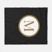 Custom Black & Gold Center Seal Monogram フリースブランケット (正面(横))