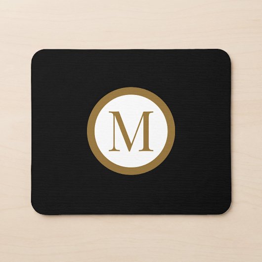 Custom Black & Gold Center Seal Monogram マウスパッド