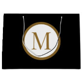 Custom Black & Gold Center Seal Monogram ラージペーパーバッグ (正面)