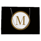 Custom Black & Gold Center Seal Monogram ラージペーパーバッグ (裏面)