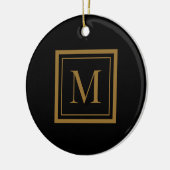 Custom Black & Gold Framed Monogram セラミックオーナメント (左)