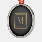 Custom Black & Gold Framed Monogram メタルオーナメント (左)