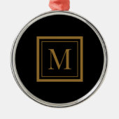 Custom Black & Gold Framed Monogram メタルオーナメント (正面)