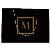 Custom Black & Gold Framed Monogram ラージペーパーバッグ (裏面)