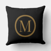Custom Black & Gold Framed Monogram Throw Pillow クッション (裏面)