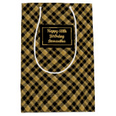 Custom Black Gold Glitter Trendy Colors Gift Bag ミディアムペーパーバッグ (正面)