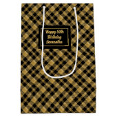 Custom Black Gold Glitter Trendy Colors Gift Bag ミディアムペーパーバッグ (裏面)