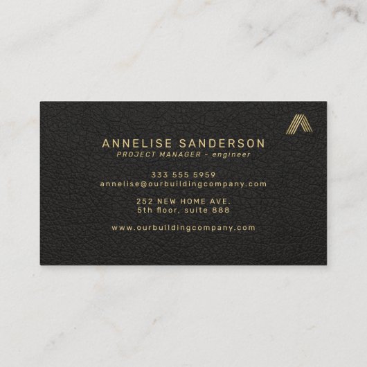 Custom black gold logo building construction 名刺 (裏面)