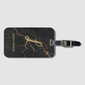 Custom Black & Gold Marble Monogram ラゲッジタグ (正面横)