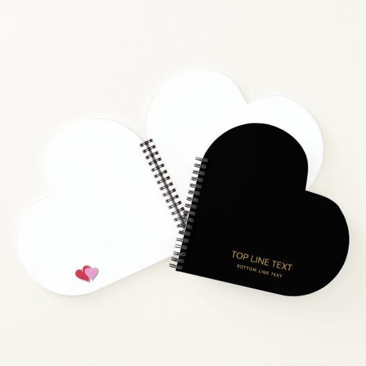 Custom Black Heart Shaped Notebook with Text ノートブック (内部)