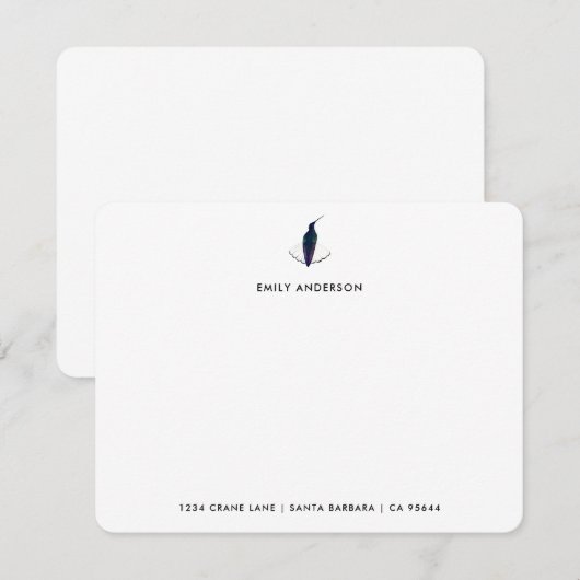 Custom Black Jacobin Hummingbird Paper ノートカード (正面/裏面)