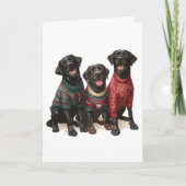 Custom Black Lab Christmas Ugly Sweater Holiday カード (正面)