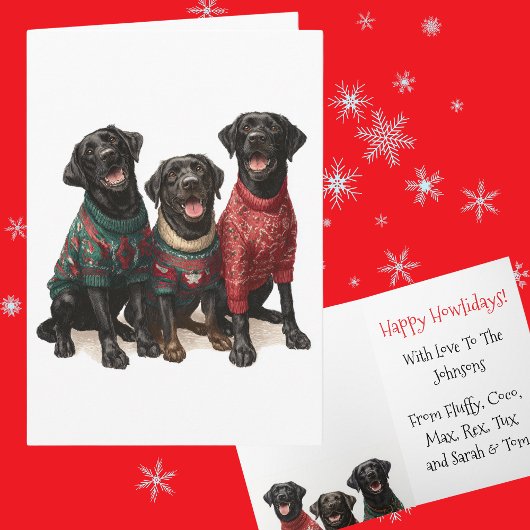 Custom Black Lab Christmas Ugly Sweater Holiday カード