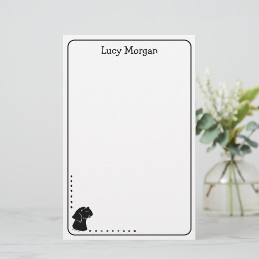 Custom Black Lab Cute Dog Art Stationery 便箋 (スタンド正面)