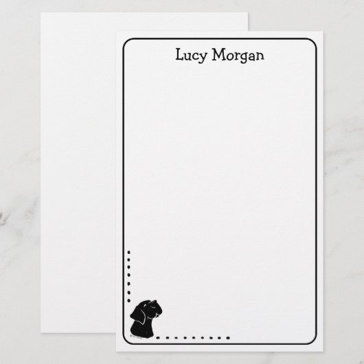 Custom Black Lab Cute Dog Art Stationery 便箋 (正面/裏面)