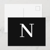 Custom Black Modern Alphabet Initial Design ポストカード (正面/裏面)