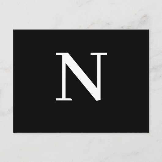 Custom Black Modern Alphabet Initial Design ポストカード (正面)