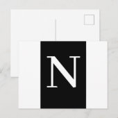 Custom Black Modern Minimalist Letter Design ポストカード (正面/裏面)
