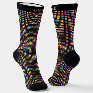 Custom Black Multicolor Colorful Checkered Pattern ソックス