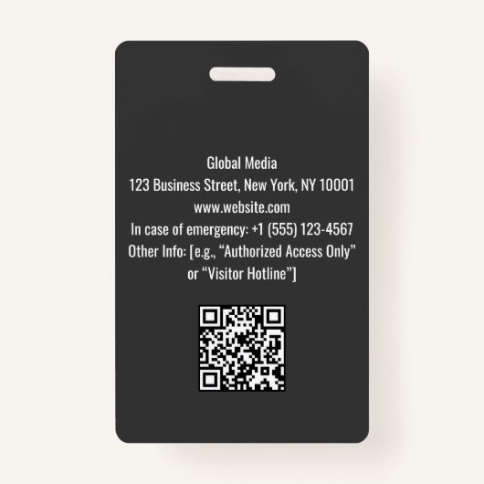 Custom Black & Orange Media Pass | Press ID  Badge バッジ (裏面)