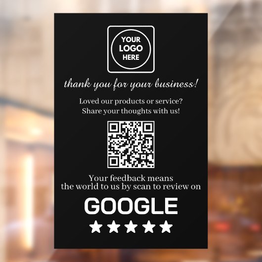 Custom Black QR Code | Google Reviews Display ウィンドウサイン (シート2)
