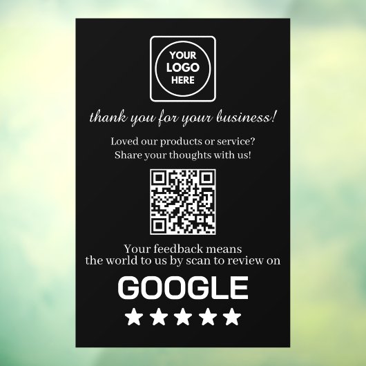 Custom Black QR Code | Google Reviews Display ウィンドウサイン (シート3)