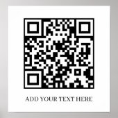 Custom Black QR Code | Minimalist Text Display ポスター (正面)