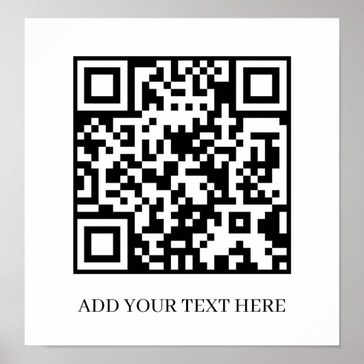 Custom Black QR Code | Minimalist Text Display ポスター (正面)