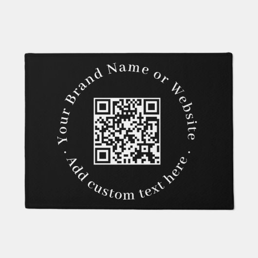 Custom Black QR Code | Modern Business Welcome ドアマット (正面)